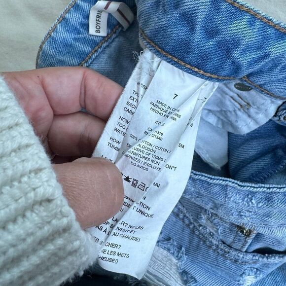 Garage Shorts Women's 7 blue Boyfriend Denim Distressed - Picture 12 of 12